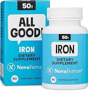 NovaFerrum All Good | Chewable Iron Supplement for Adults | Anemia | 50mg of Iron | 90 Servings | Sugar Free | Vegan | Gluten Free